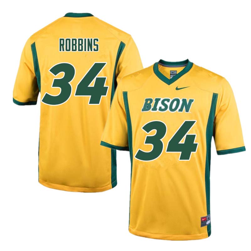 Men #34 Brock Robbins North Dakota State Bison College Football Jerseys Sale-Yellow